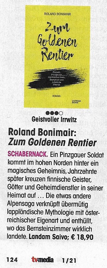 Kritik über Zum Goldenen Rentier in TV MEDIA 1/21 (Charts, Seite 124)